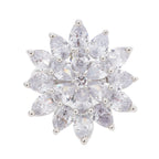 City Girl Brass Cz stone Studded Rhodium Plated Cocktail Finge Golden Leaf Ring. (Free Size)