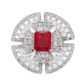 City Girl Brass Rhodium-Plated CZ Cocktail Circle Ring (Free Size)