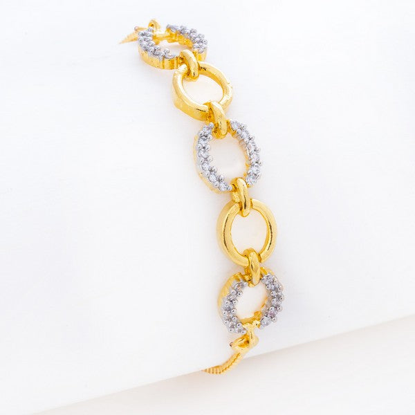 City Girl AD Brass Black Rose-Plated Floral Bracelet with Adjustable Chain (Free Size)