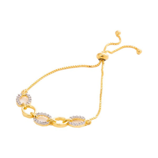 City Girl AD Brass Black Rose-Plated Floral Bracelet with Adjustable Chain (Free Size)