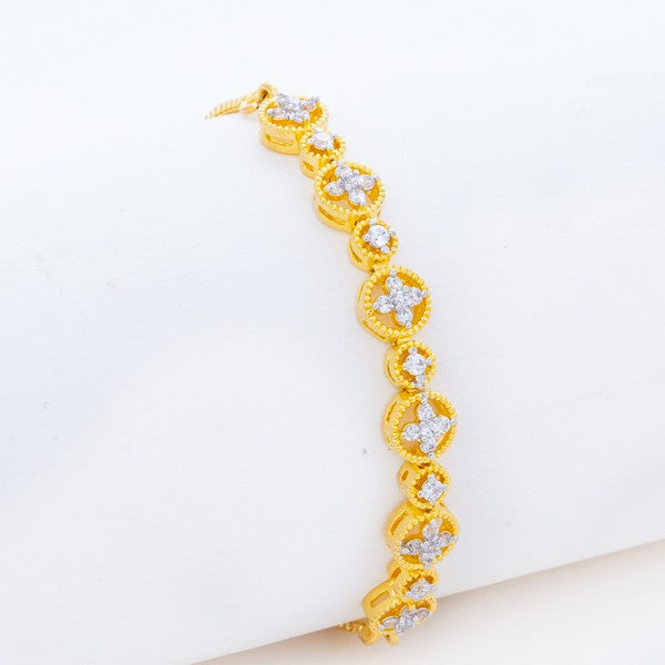 City Girl AD Brass Rhodium-Plated Beaded Edge Bracelet with Adjustable Chain (Free Size)