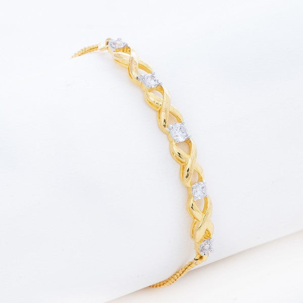 City Girl AD Brass Rhodium-Plated Bracelet – Contemporary Bold Adjustable Chain