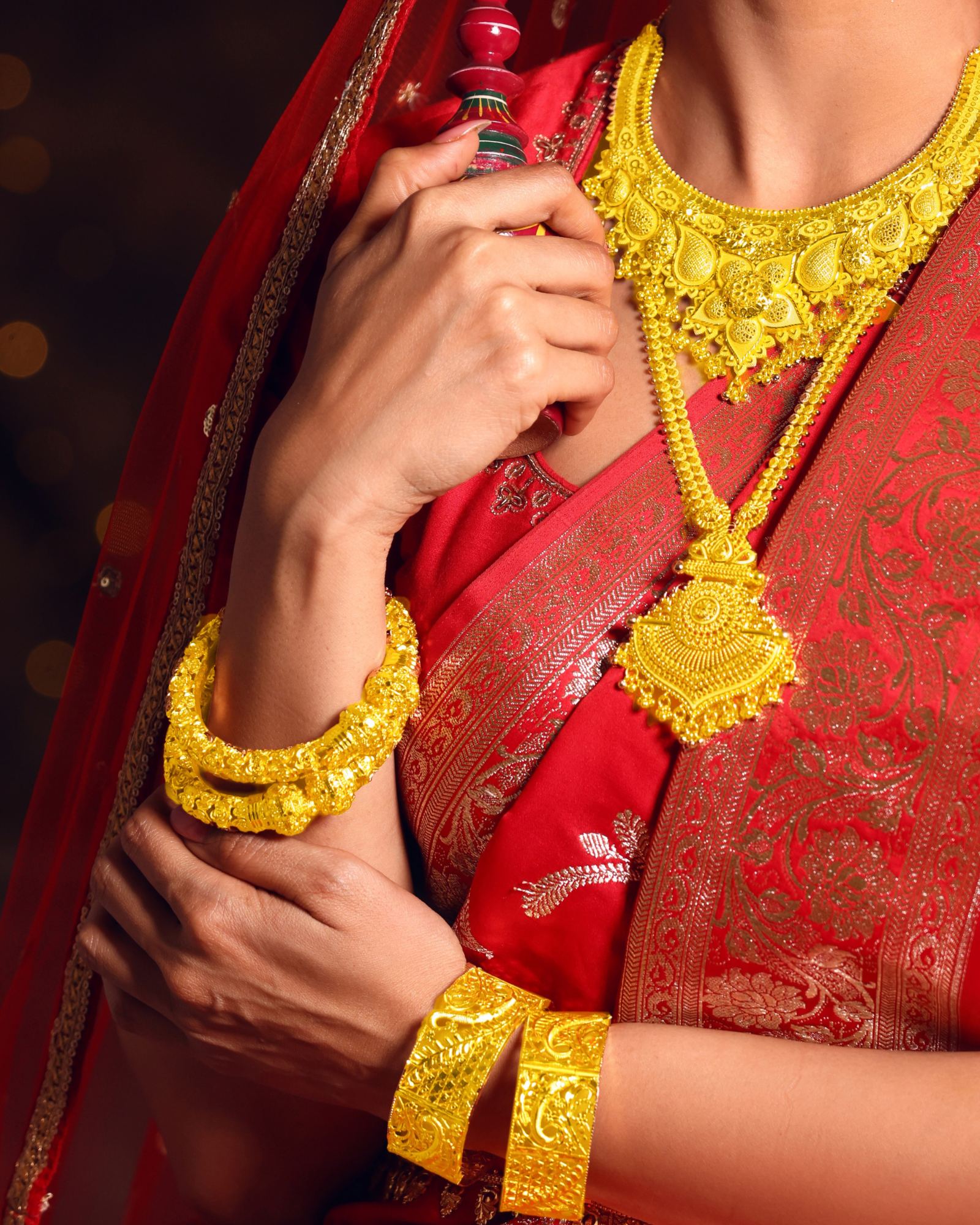 City Girl 24Ct Gold Plated Leaf Design Bangles – Traditional Statement Kada Set for Wedding & Party Wear