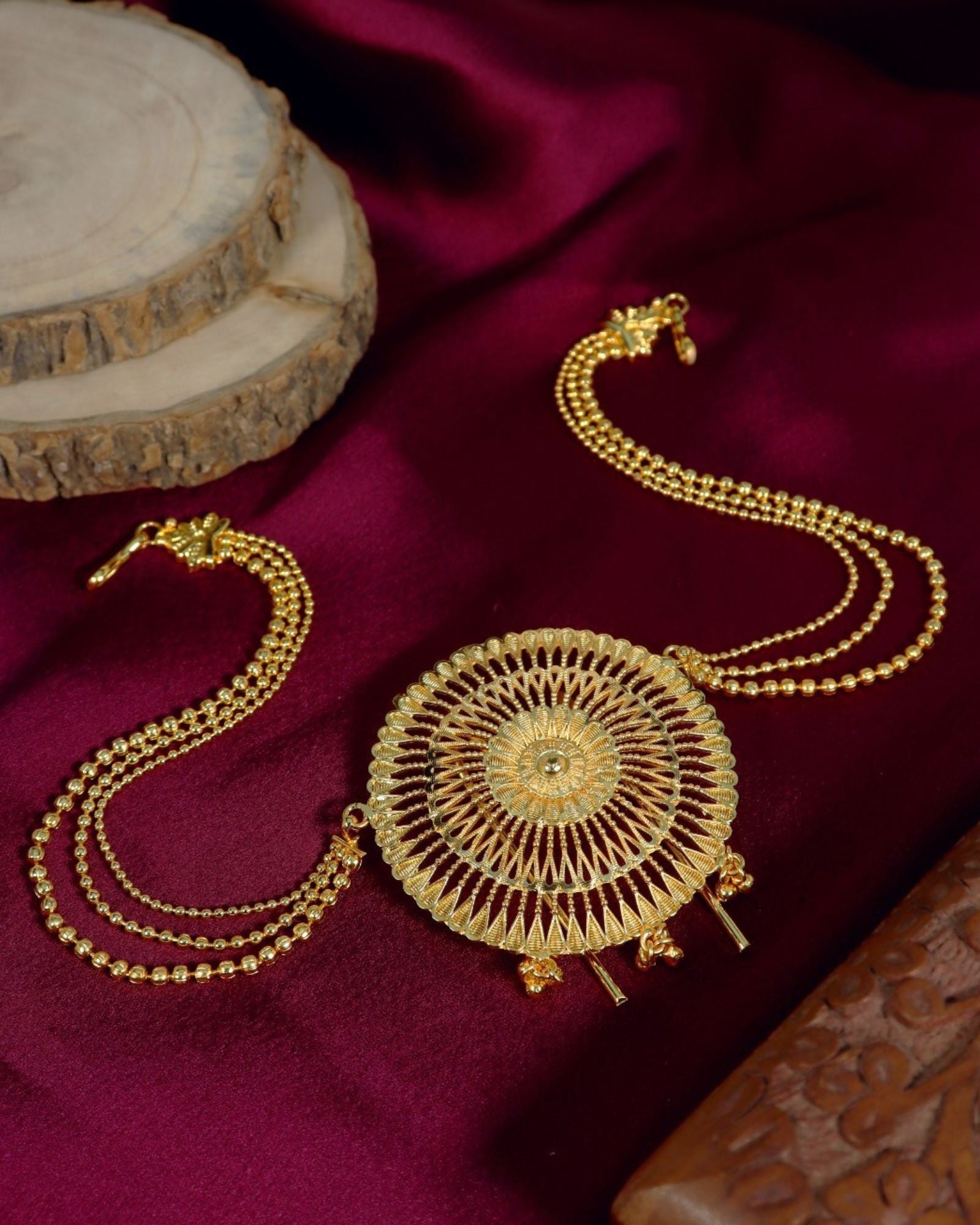 MANIKYA Gold Plated Copper Juda Pin for Women | Bridal Bun Pin Hair Accessory | Traditional Indian Hair Jewellery | Bridal & Festive Hair Jewellery