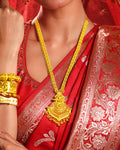 City Girl 24K Gold Plated Traditional Necklace Set with Matching Earrings | Antique Bridal Choker Jewellery Set for Women & Girls