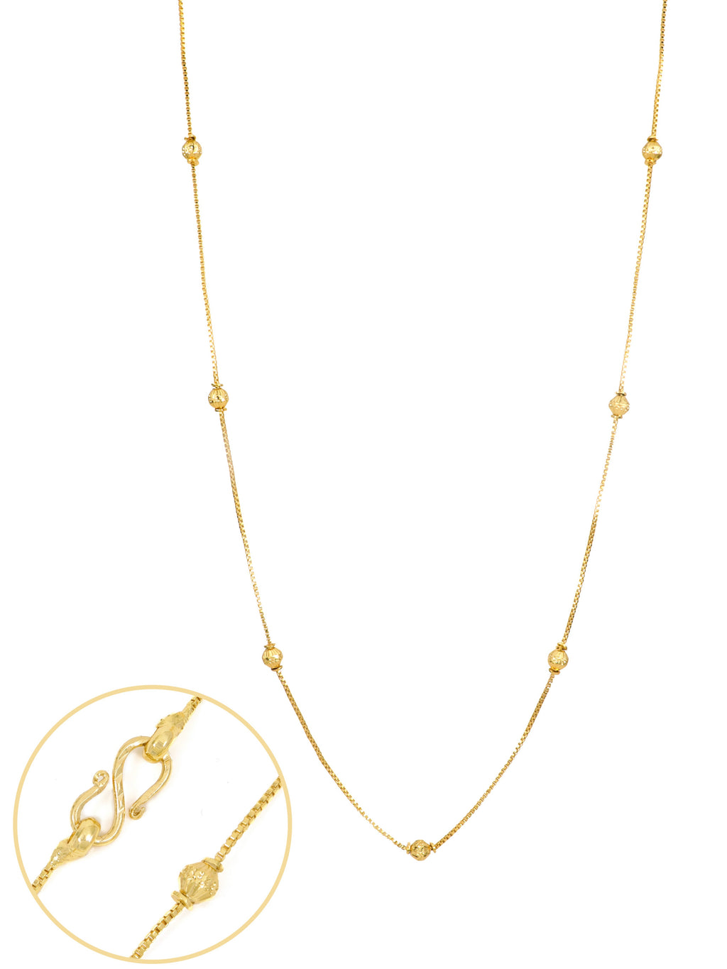 City Girl Jewellery 24 Inch Gold Plated Beaded Chain Necklace for Women | 6g Lightweight | Elegant Daily Wear Fashion Chain | Traditional & Casual Jewellery | Gift for Women & Girls