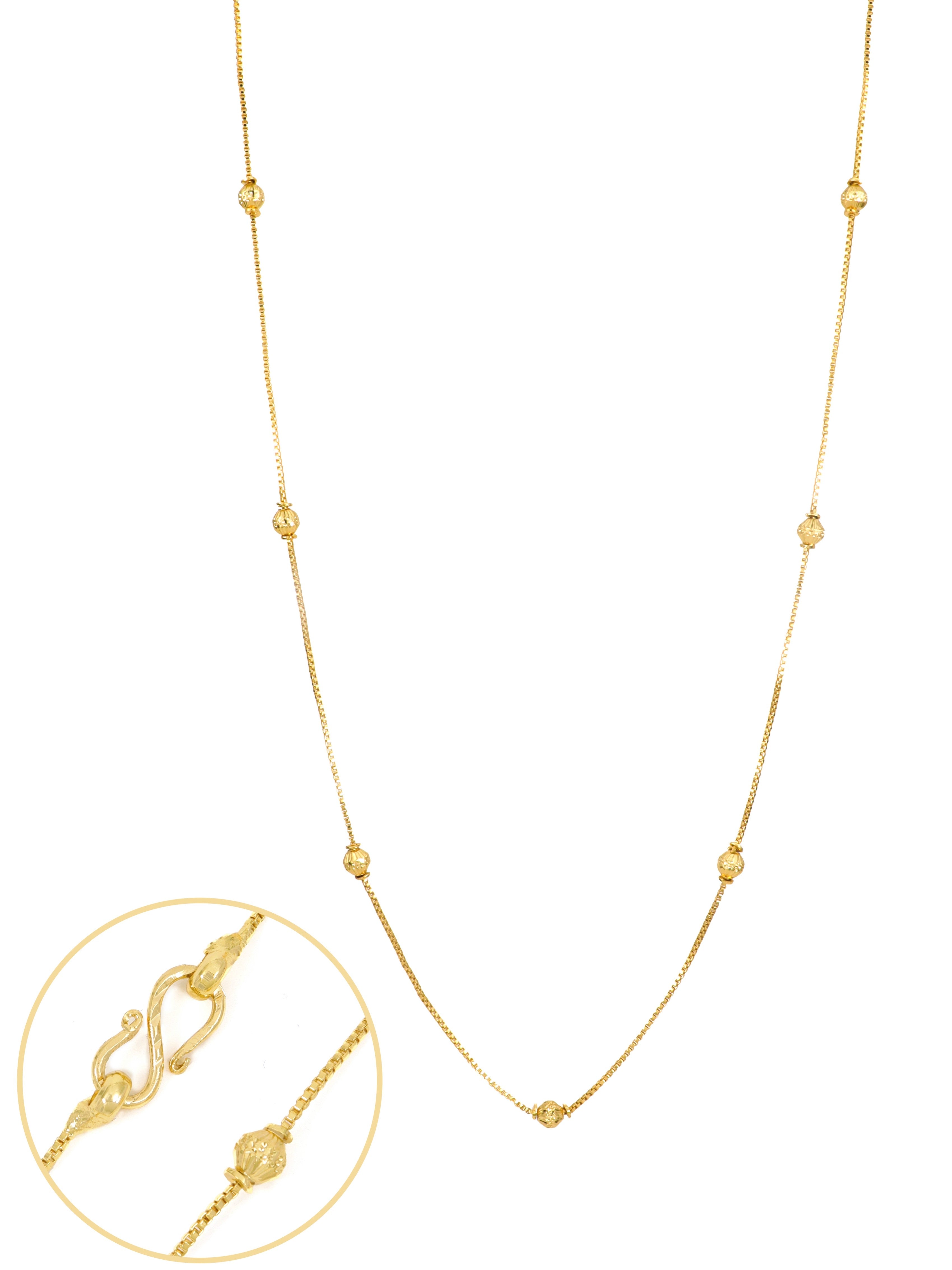 City Girl Jewellery 24 Inch Gold Plated Beaded Chain Necklace for Women | 6g Lightweight | Elegant Daily Wear Fashion Chain | Traditional & Casual Jewellery | Gift for Women & Girls