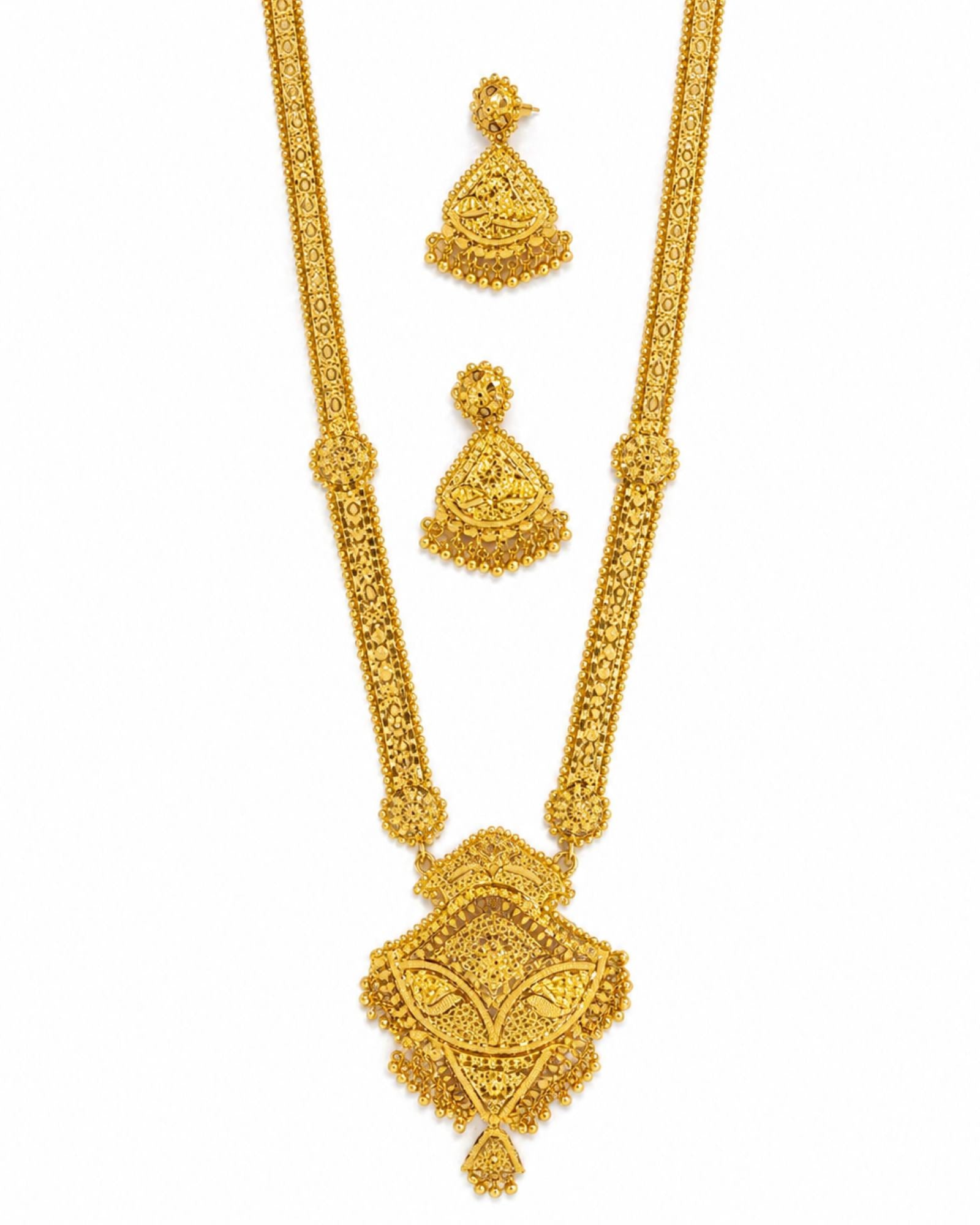 City Girl 24K Gold Plated Traditional Necklace Set with Matching Earrings | Antique Bridal Choker Jewellery Set for Women & Girls