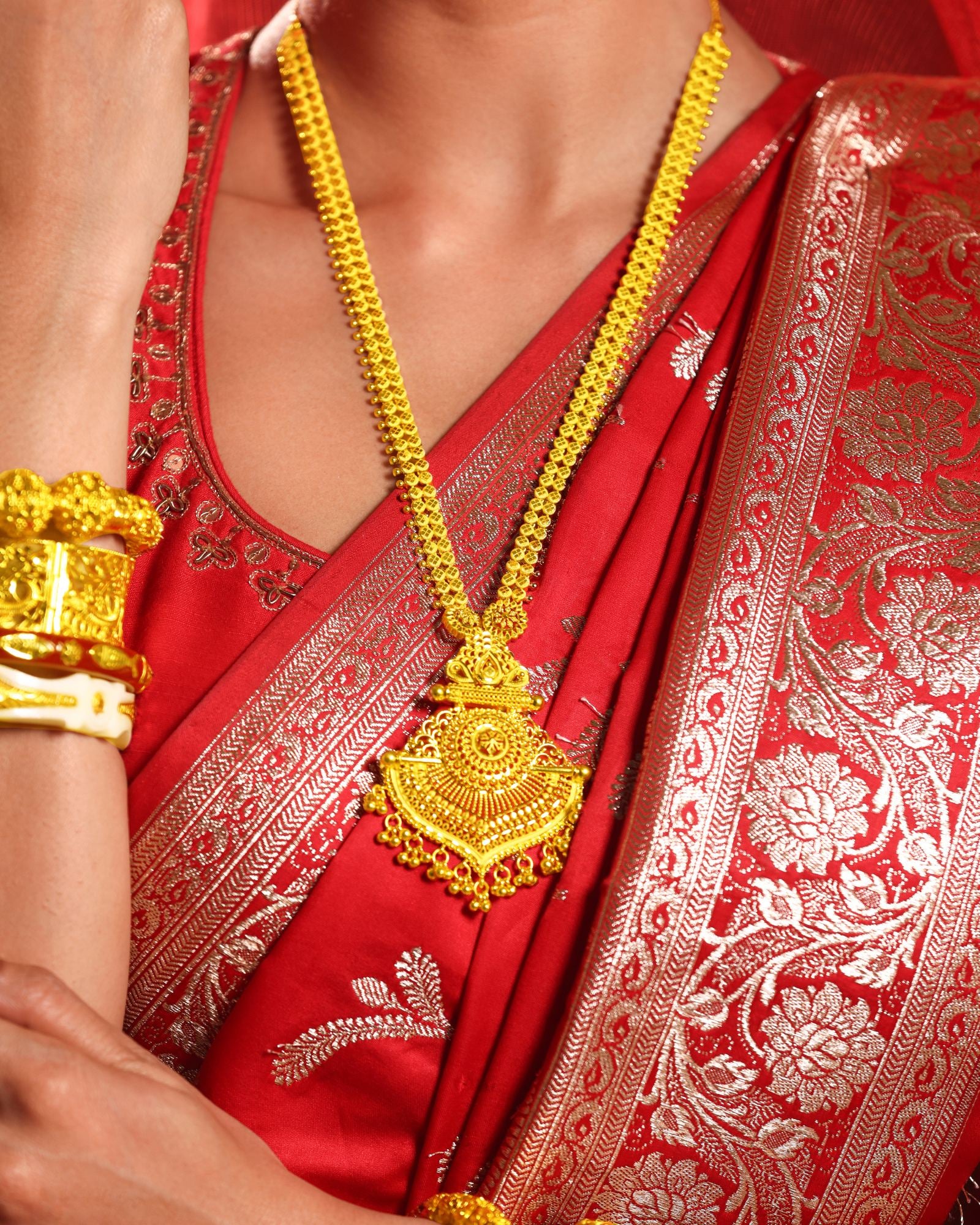 City Girl 24K Gold Plated Traditional Necklace Set with Matching Earrings | Antique Bridal Choker Jewellery Set for Women & Girls