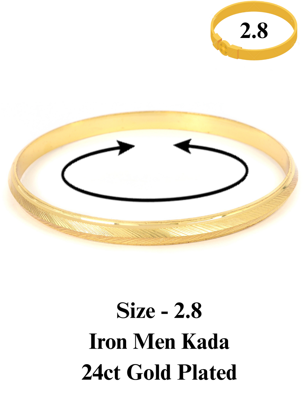 City Girl 24ct Gold Plated Anti Tarnish Iron Kada Bangle Bracelet for Men and Boys. (1 Pc) (KADA 105)