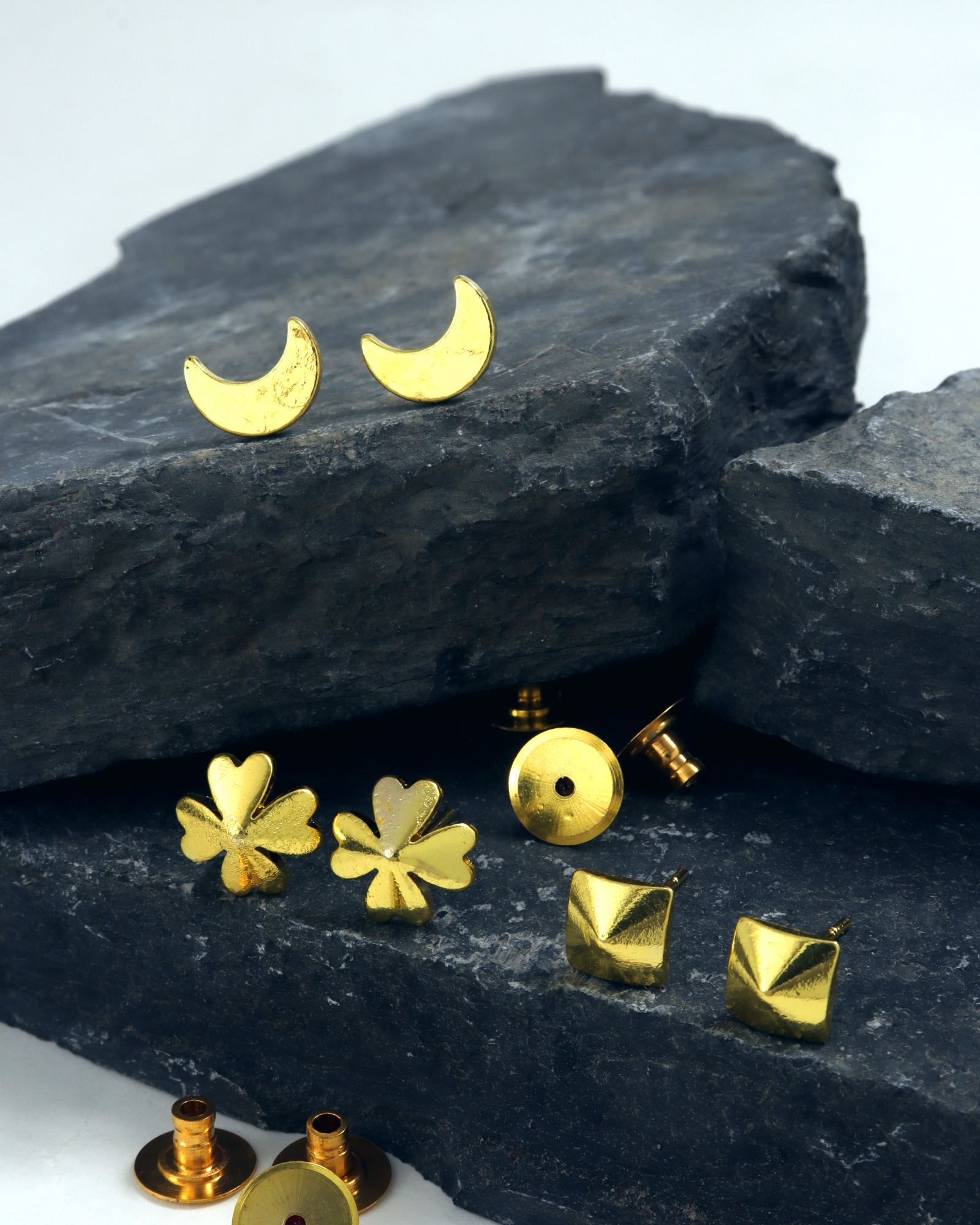 gold plated designer stud earrings
