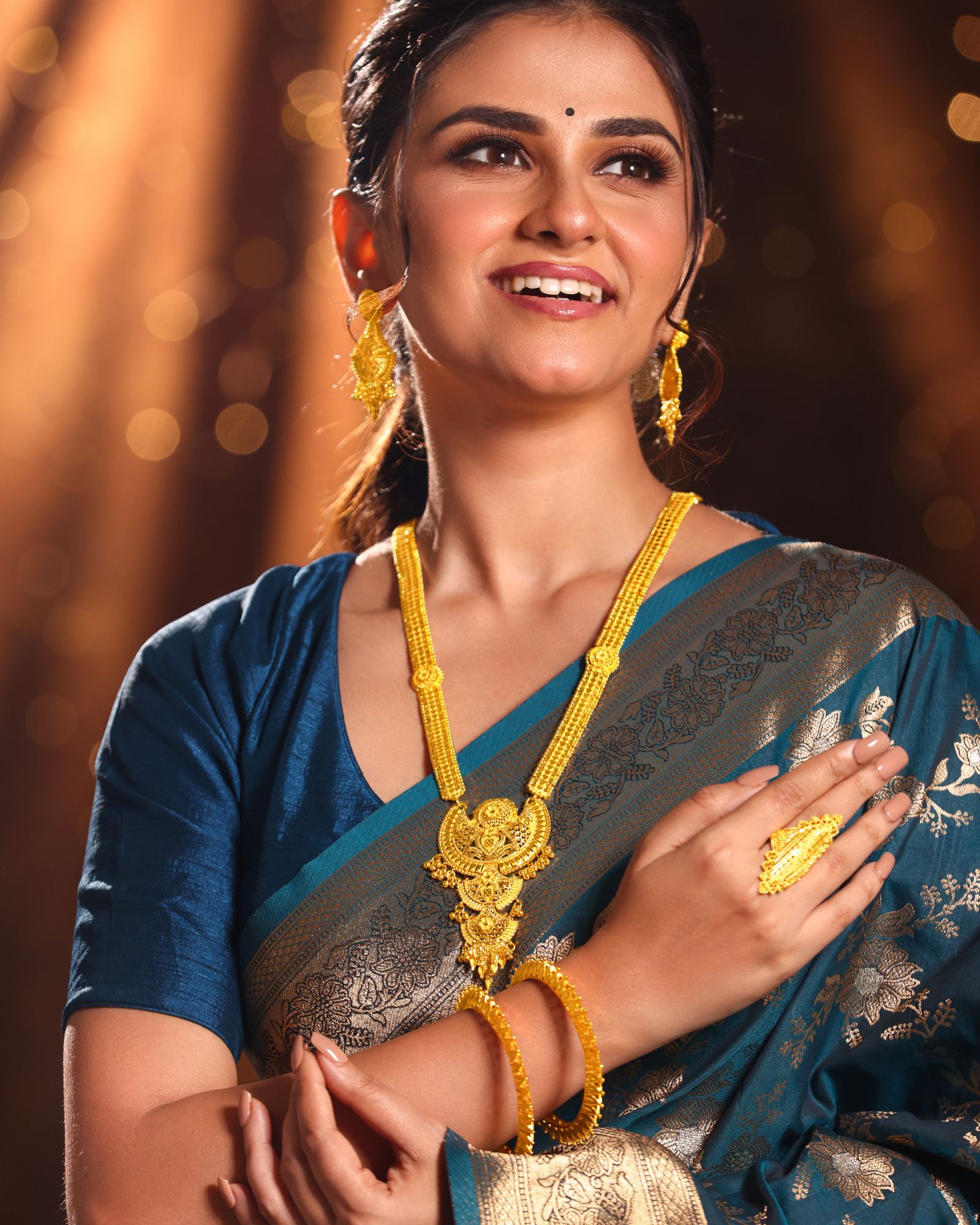City Girl 24K Gold Plated Traditional Necklace Set with Matching Earrings | Antique Bridal Choker Jewellery Set for Women & Girls