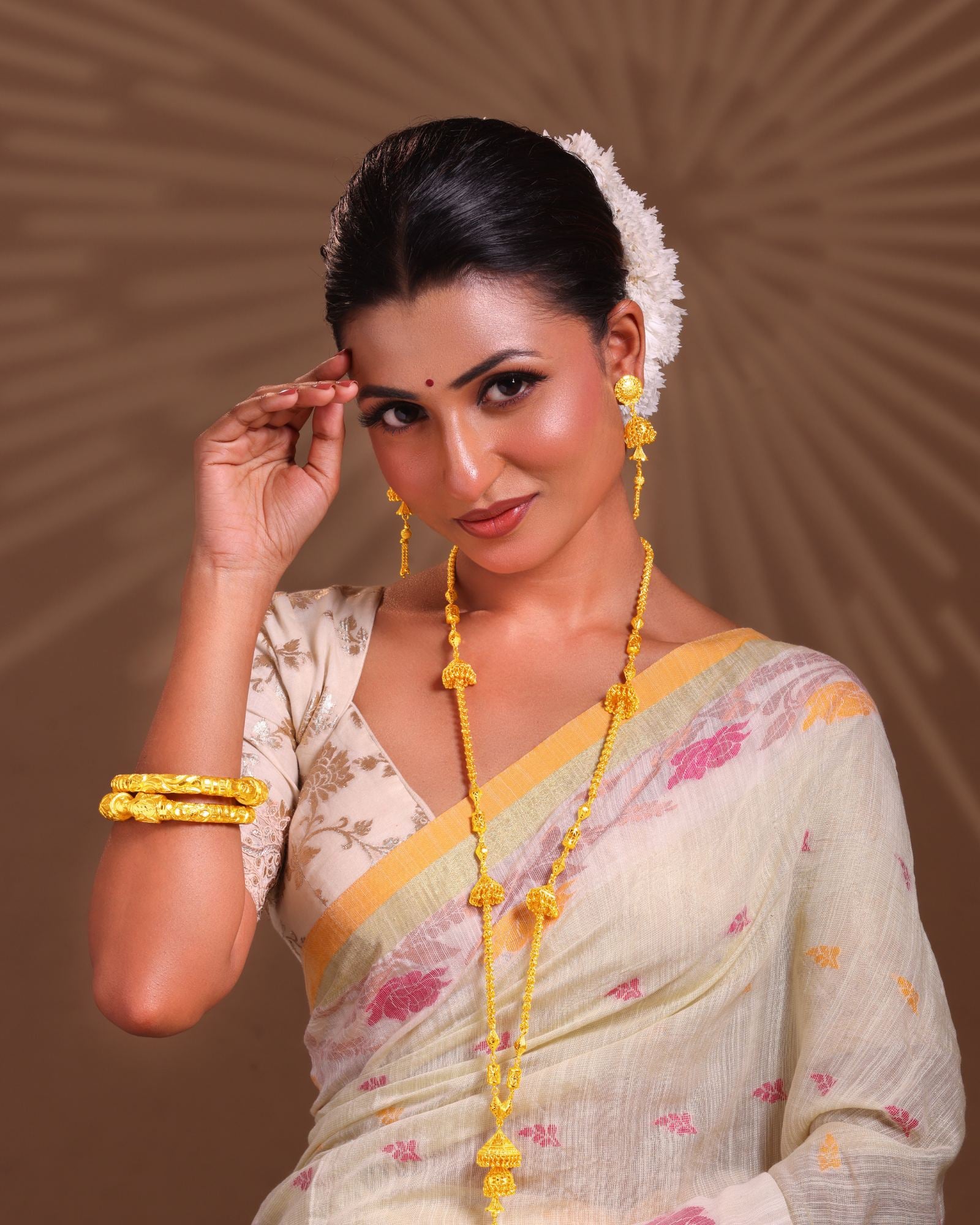 City Girl 24K Gold Plated Traditional Necklace Set with Matching Earrings | Antique Bridal Choker Jewellery Set for Women & Girls