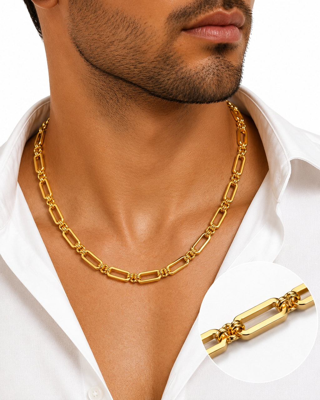 City Girl Jewellery 18K Gold Plated 20 Inch / 24 Inch Link Chain for Men & Women | 5mm Micro Gold Plated Stainless Steel Chain | Anti Tarnish, Waterproof, Skin Friendly, Lightweight Daily Wear Necklace