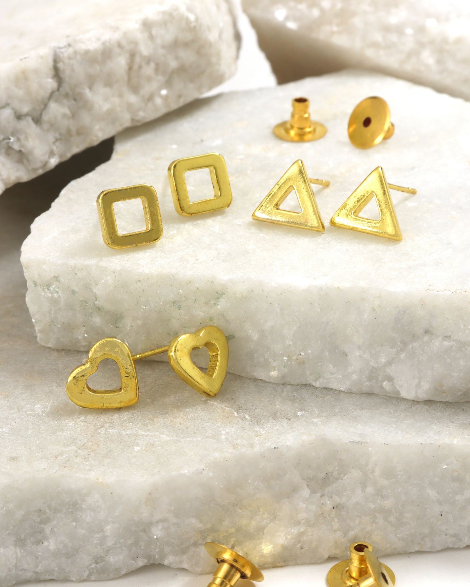 CITY GIRL Anti-Tarnish 24CT Gold Plated Designer Stud Earrings Pack of 3 | Molten Gold Style Fashion Daily Wear  Jewellery for Women