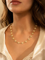 City Girl Jewellery 24K Gold Plated White & Yellow Daisy Flower Enamel Chain Necklace for Women