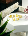 24CT Gold Plated Designer Stud Earrings Pack of 3 | Anti-Tarnish Daily Wear Earrings for Women