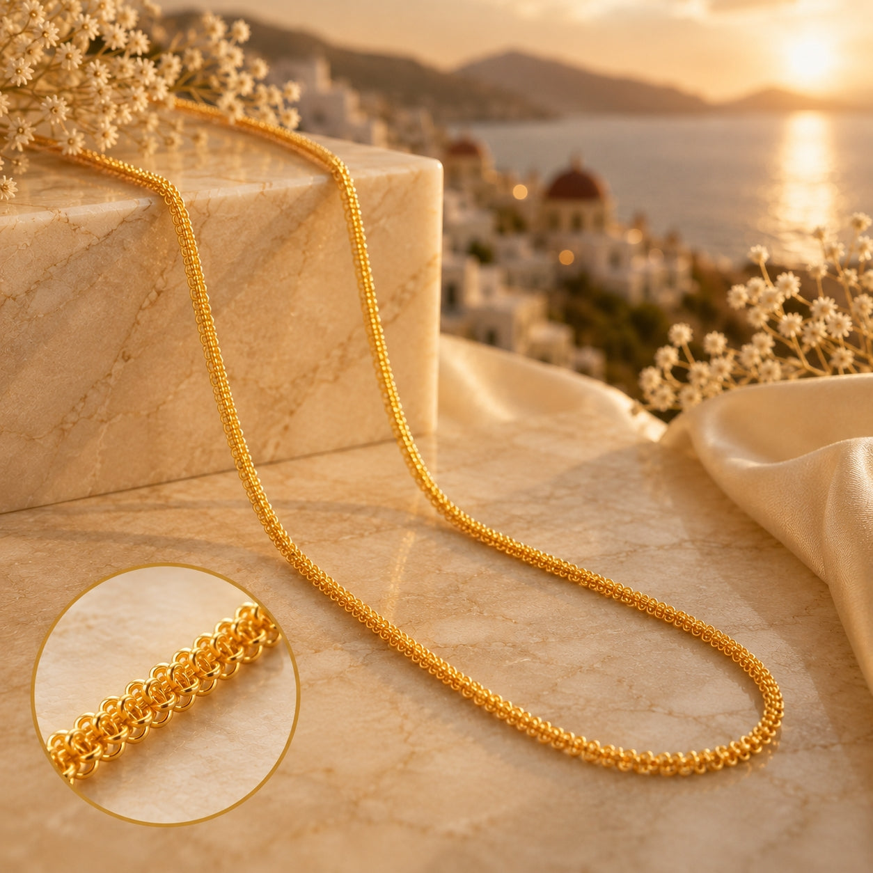 City Girl Jewellery 24 CT Gold Plated Unisex Chain for Men & Women, 24 Inch, 1mm Thickness, 10 g Lightweight Copper Chain, Skin Friendly, Gold Replica Daily Wear Necklace