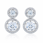 City Girl AD Rhodium-Plated CZ Stone Stud Earrings for Women and Girls