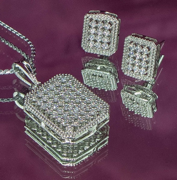 City Girl AD Brass Rhodium Plated Pendant Set