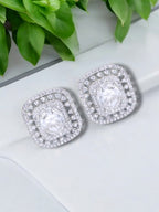 City Girl Cz Stone Rhodium Silver color Western  Stud Earring.