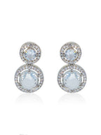 City Girl AD Rhodium-Plated CZ Stone Stud Earrings for Women and Girls