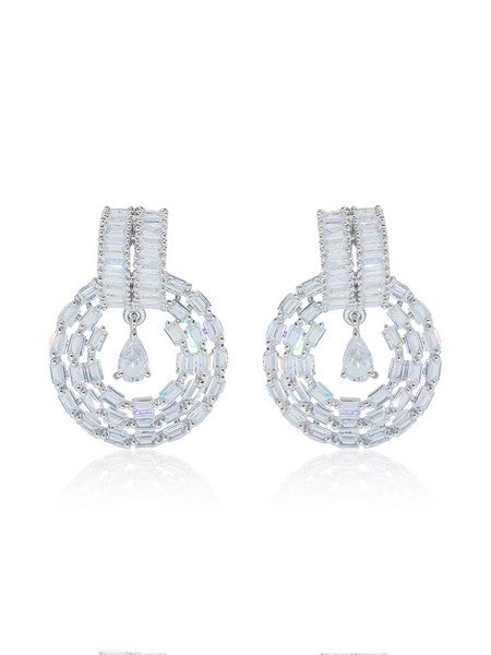 City Girl AD Rhodium-Plated CZ Stone Stud Silver Earrings for Women and Girls