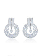 City Girl AD Rhodium-Plated CZ Stone Stud Silver Earrings for Women and Girls