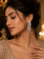 City Girl AD Rhodium-Plated CZ Stone Stud Earrings for Women and Girls (AD ER 14)