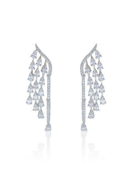 City Girl AD Rhodium-Plated CZ Stone Stud Earrings for Women and Girls (AD ER 14)