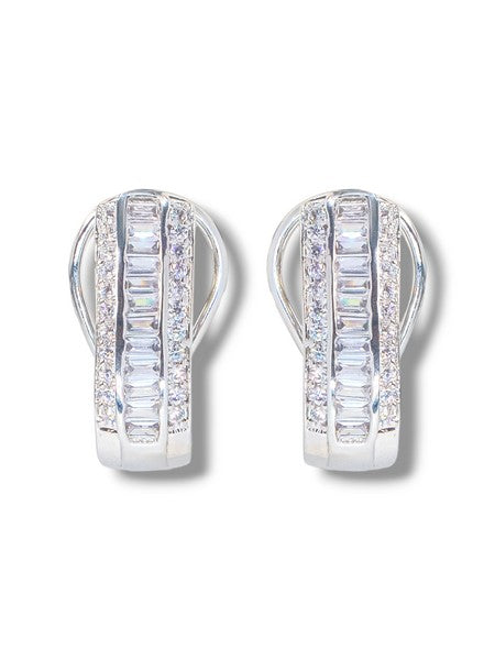 City Girl AD Rhodium-Plated CZ Stone Stud Earrings for Women and Girls (AD BALI 1 RHODIUM)
