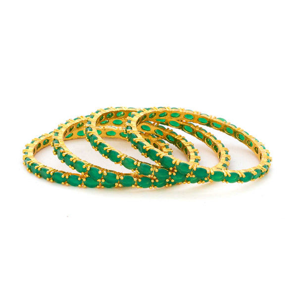 American Diamond  Bangle Green (Pack of 4)