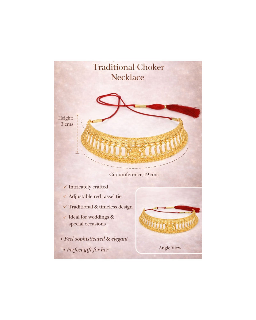 MANIKYA Gold Plated Copper Choker Necklace Set for Women | Bridal Wedding Jewellery Set with Earrings | Traditional Ethnic Party Wear