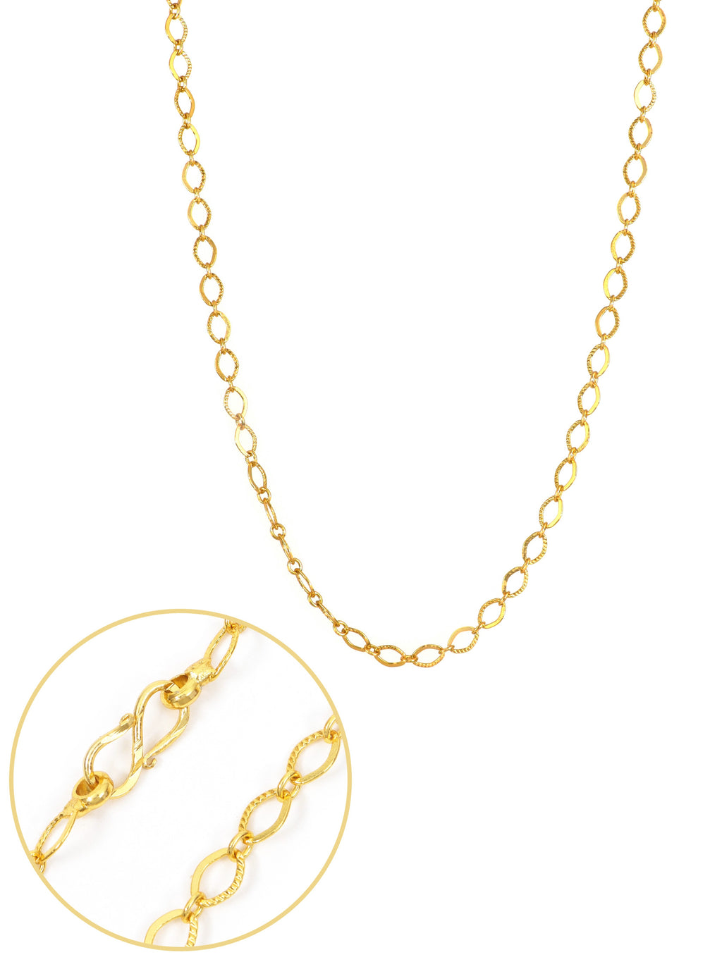 City Girl Jewellery 24KT Gold Plated 24 Inch Chain for Men & Women | 4mm Oval Link Necklace | Lightweight 6g Gold Replica Chain | Copper Base | Anti-Rash | Daily Wear Fashion Jewellery
