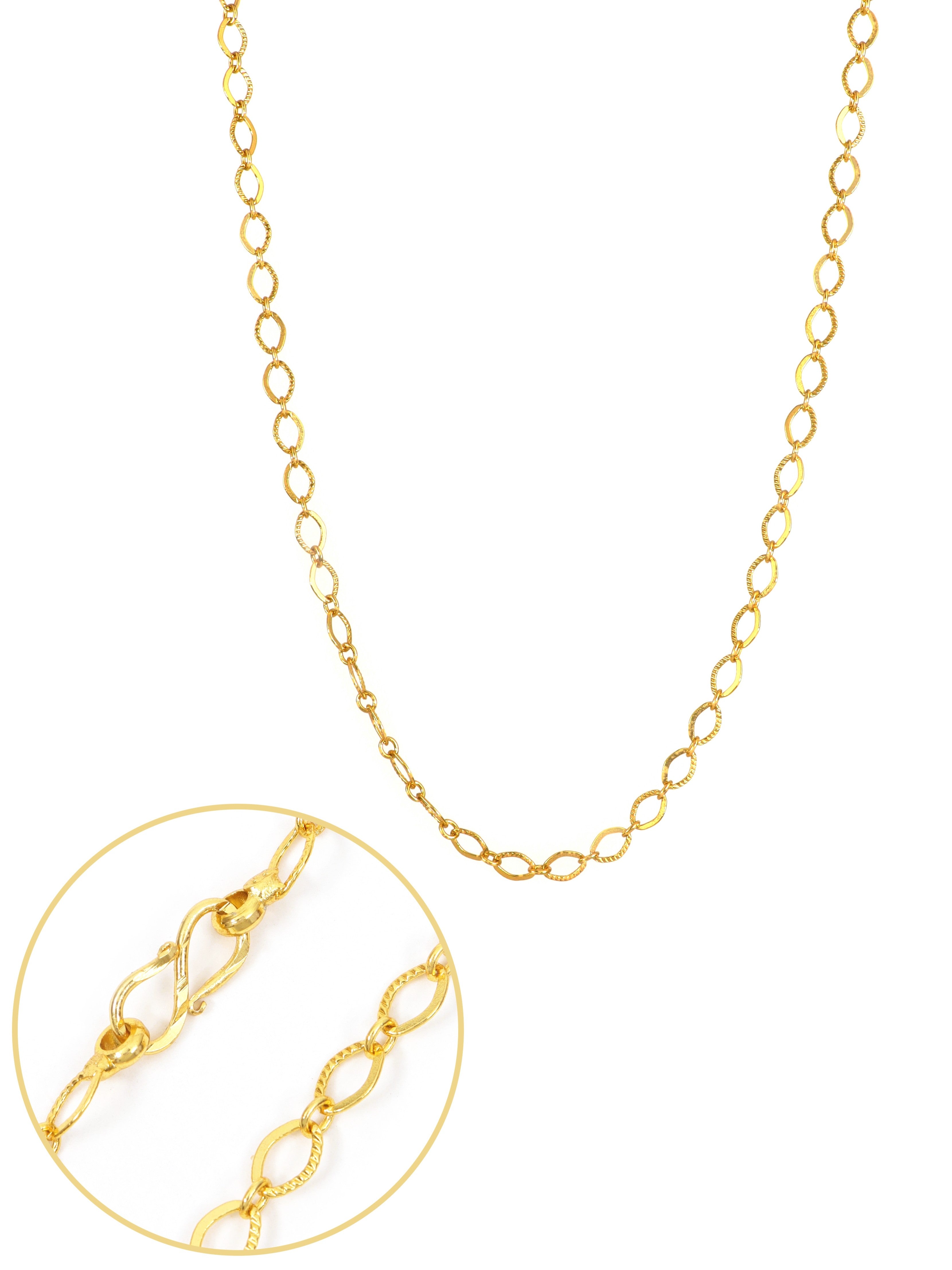 City Girl Jewellery 24KT Gold Plated 24 Inch Chain for Men & Women | 4mm Oval Link Necklace | Lightweight 6g Gold Replica Chain | Copper Base | Anti-Rash | Daily Wear Fashion Jewellery