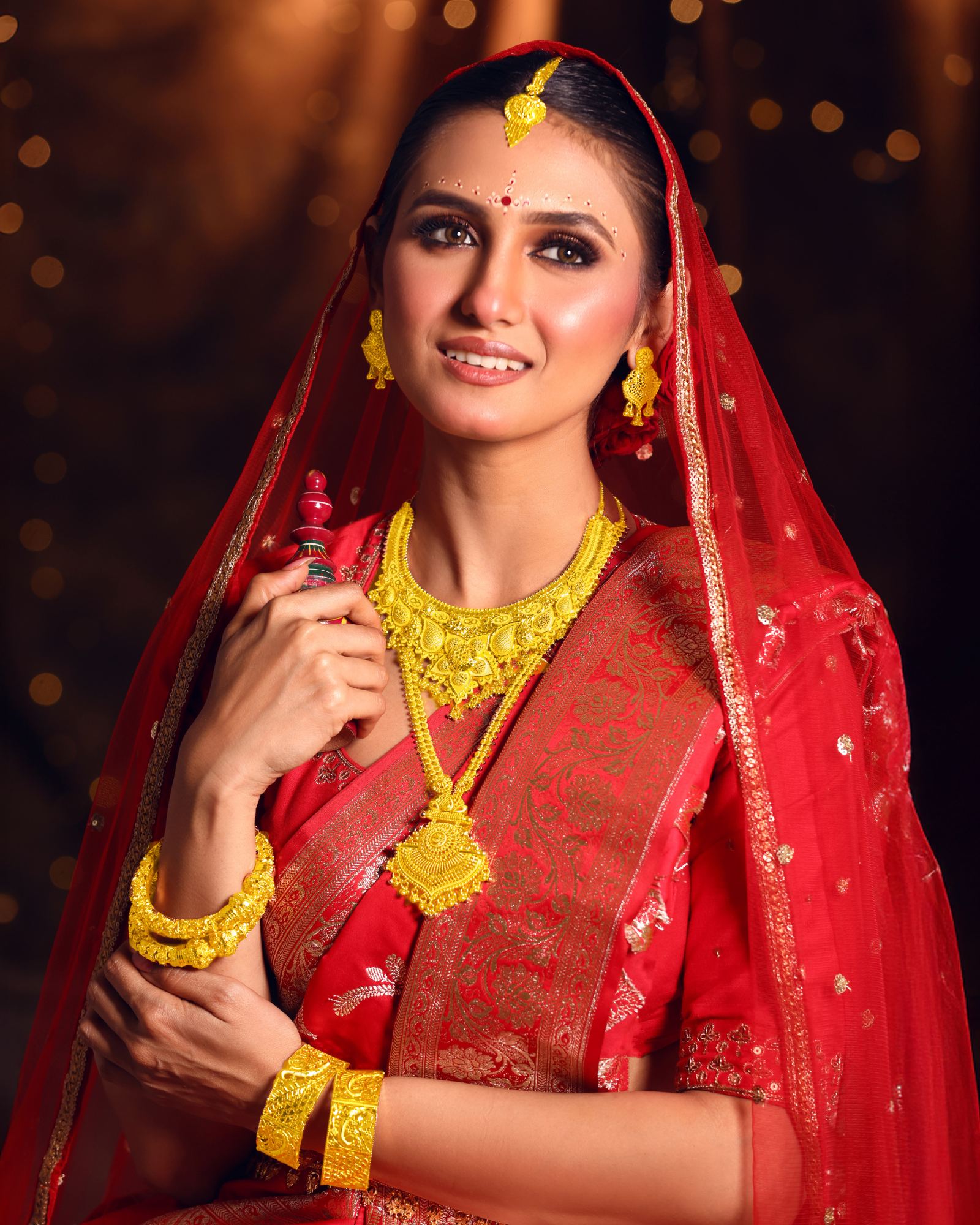 City Girl 24K Gold Plated Traditional Necklace Set with Matching Earrings | Antique Bridal Choker Jewellery Set for Women & Girls