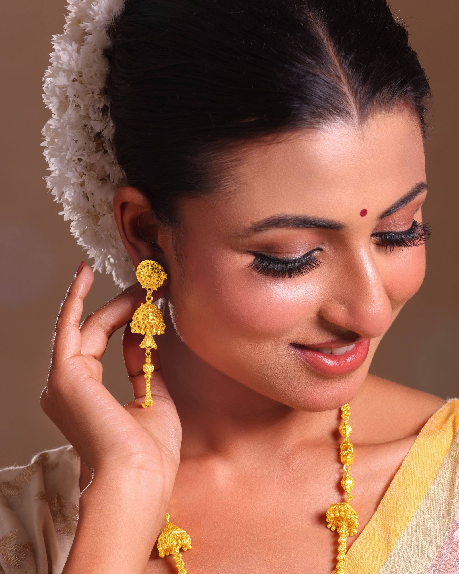 City Girl 24K Gold Plated Traditional Necklace Set with Matching Earrings | Antique Bridal Choker Jewellery Set for Women & Girls