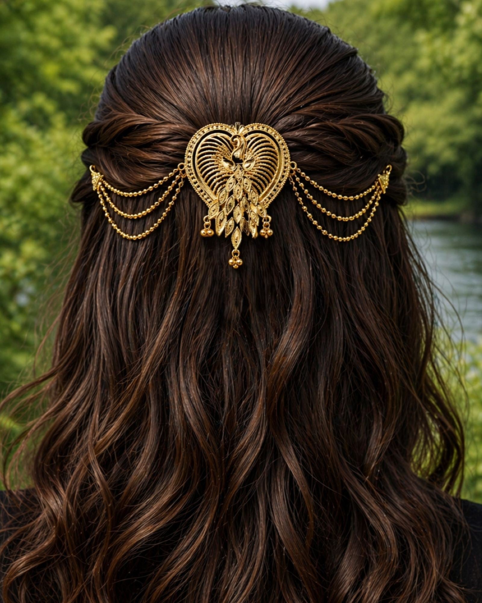 MANIKYA Gold Plated Copper Juda Pin for Women | Bridal Bun Pin Hair Accessory | Traditional Indian Hair Jewellery | Bridal & Festive Hair Jewellery
