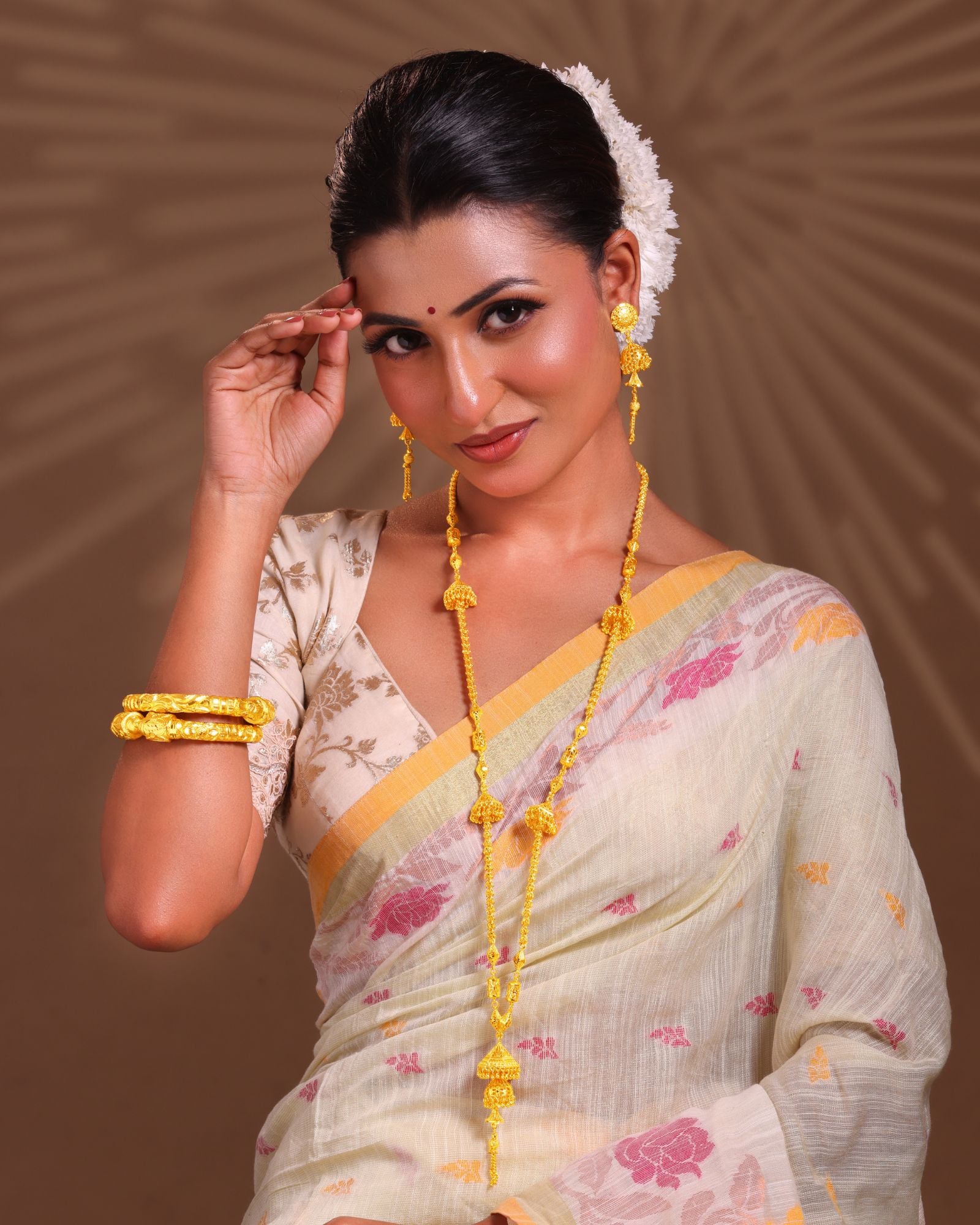City Girl 24K Gold Plated Traditional Necklace Set with Matching Earrings | Antique Bridal Choker Jewellery Set for Women & Girls