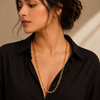 City Girl Jewellery 20 and 24 Inch Gold Plated Paperclip Link Chain Necklace for Women | 5 mm Broad Statement Chain with S Hook Clasp | Trendy Daily Wear Fashion Jewellery for Western & Ethnic Outfits