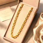 City Girl Jewellery 24K Gold Plated Textured Link Chain Necklace for Women & Men | Premium Statement Chain with S-Hook Clasp | Western Wear Fashion Jewellery