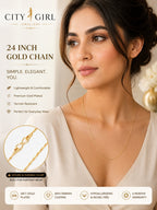 City Girl 24CT Gold Plated Designer Chain Necklace for Women | 24 Inch Daily Wear Chain (CN 237)