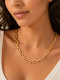 Manikya Jewellery 18CT Gold Plated Rectangular Link Chain Necklace for Women | Paperclip Style Necklace with S-Hook Clasp | Minimalist Daily Wear Fashion Jewellery