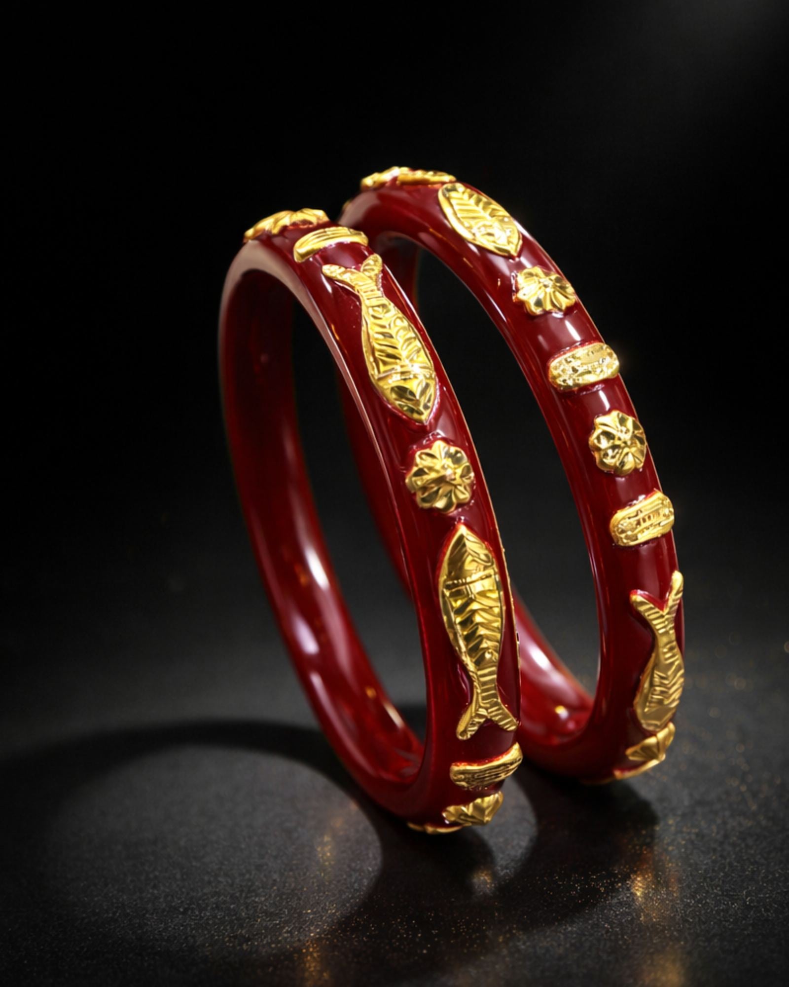 City Girl 24CT Gold Plated Pola Bangles – Traditional Designer Kada Set with 6 Months Plating Guarantee