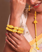 City Girl 24Ct Gold Plated Leaf Design Bangles – Traditional Statement Kada Set for Wedding & Party Wear