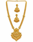 City Girl 24K Gold Plated Traditional Necklace Set with Matching Earrings | Antique Bridal Choker Jewellery Set for Women & Girls