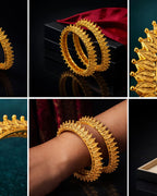 City Girl 24Ct Gold Plated Leaf Design Bangles – Traditional Statement Kada Set for Wedding & Party Wear