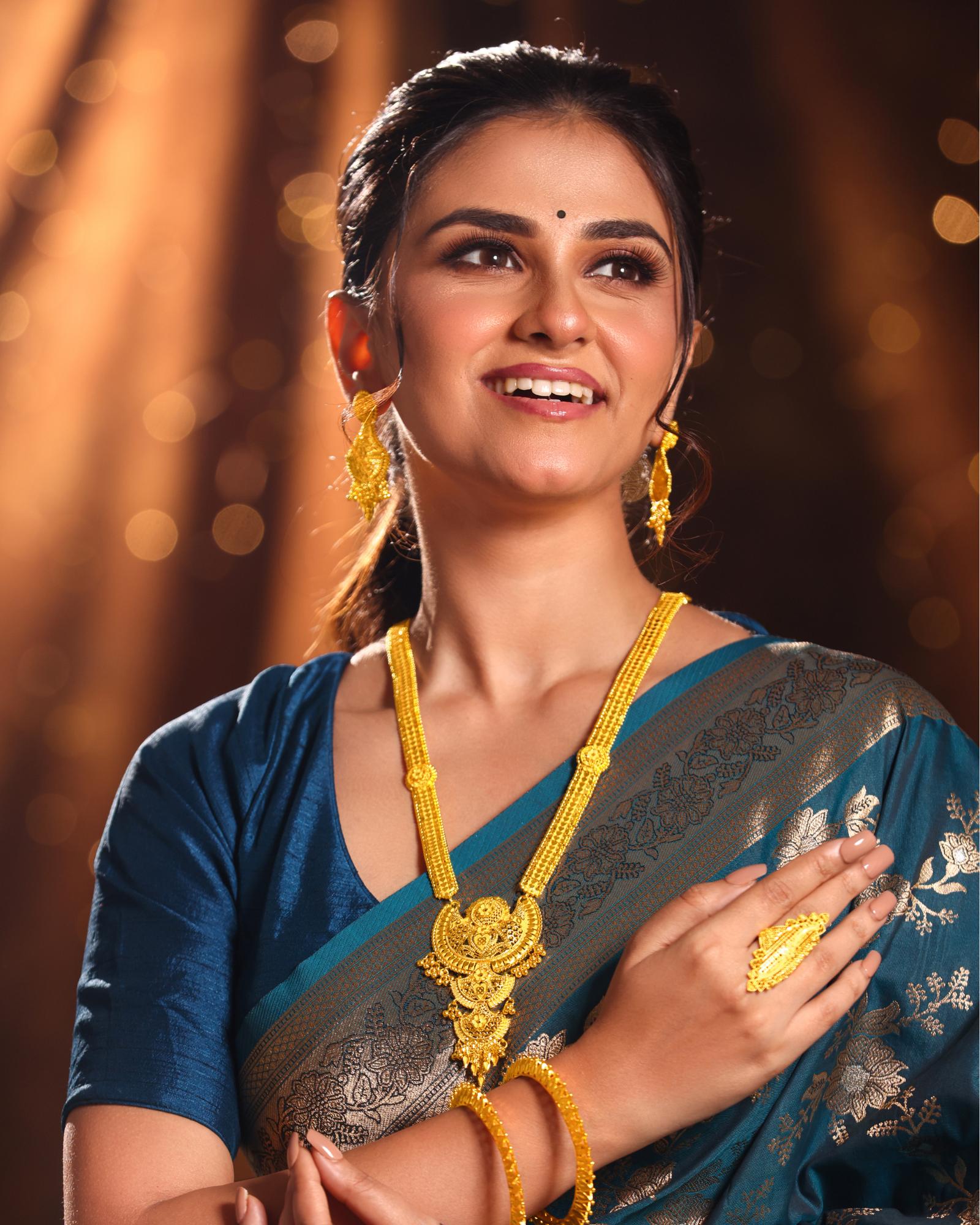 City Girl 24K Gold Plated Traditional Necklace Set with Matching Earrings | Antique Bridal Choker Jewellery Set for Women & Girls