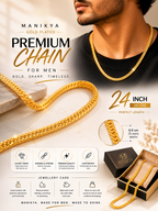 City Girl Premium Gold Plated Flat Cuban Chain for Men | 24 Inch (61 cm) Length | 5 mm Width | Durable Fashion Necklace Chain for Men & Boys | Gold Tone Statement Jewellery