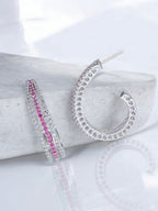 City Girl Shimmer Rhodium-Plated Elegant Curve Design Studs